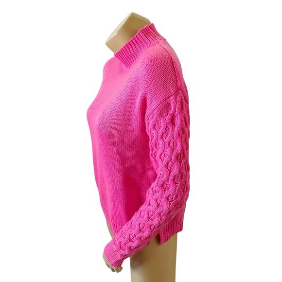 TRIBEKKA 44 Womens Size Small Hot Neon Pink Mock Turtleneck Pullover Sweater - Picture 2 of 7